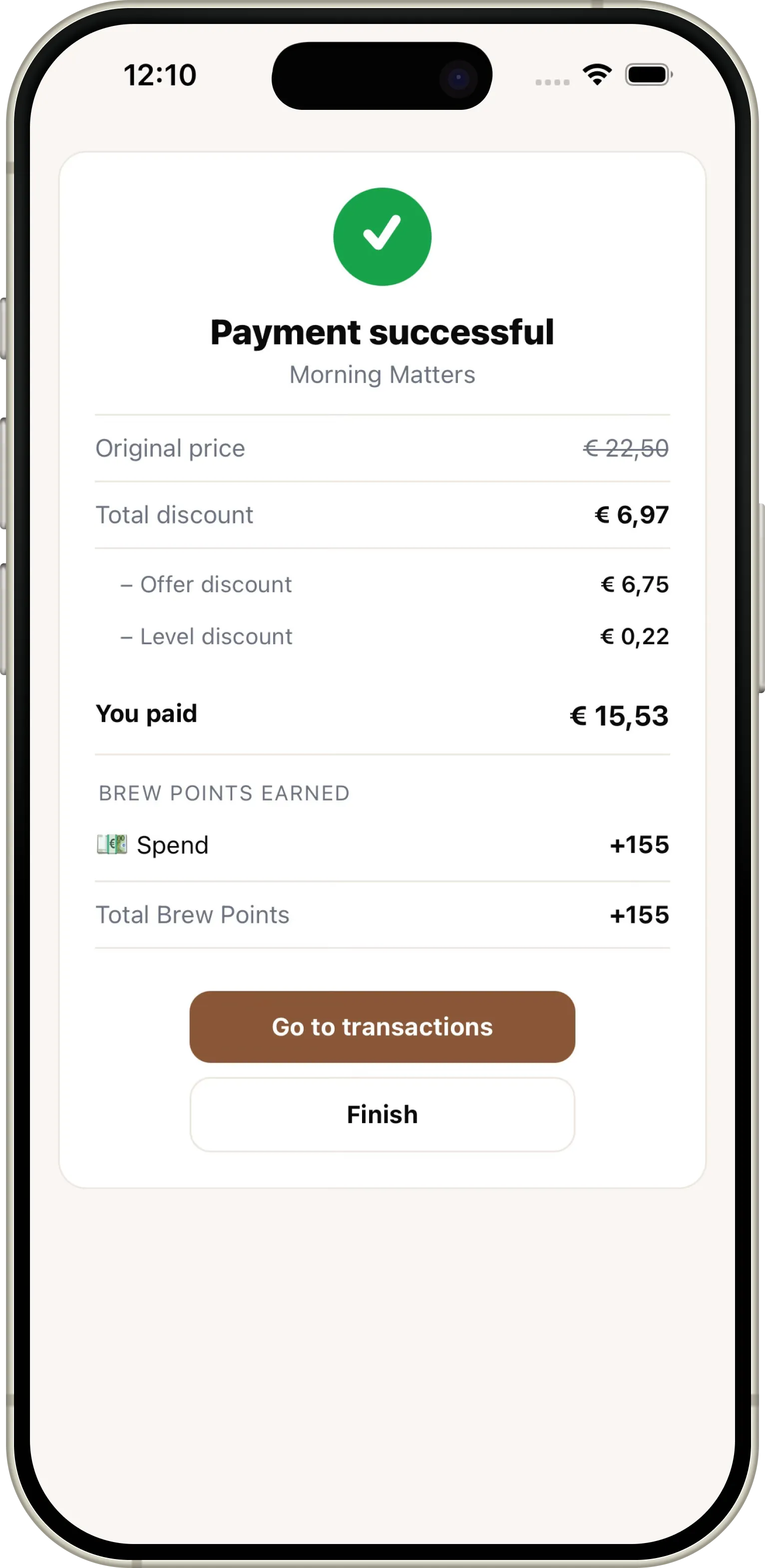 Start accepting wallet payments — payment successful screen
